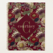 Burgundy William Morris Floral Elegant Monogram  (Devant)