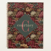 Burgundy William Morris Floral Elegant Monogram (Devant)