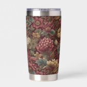 Burgundy William Morris Floral Elegant Monogram Geïsoleerde Drinkbeker (Achterkant)