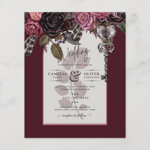 Burgundy Wine Floral Wedding Herfst Winter INVITE Flyer