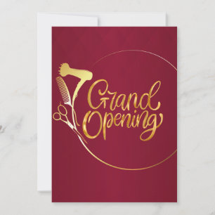 Burgundy Wine & Golden Beauty Salon Grand Opening Kaart