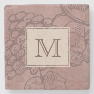 Burgundy Wine Grapevine Monogram Stenen Onderzetter