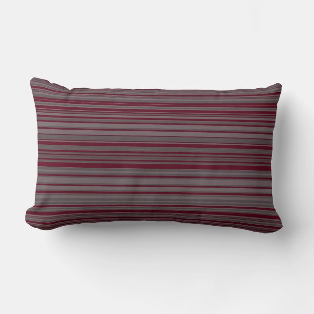Burgundy Wine & Grey Simple Modern Striped Pattern Kussen (Voorkant)