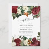 Burgundy Wine Red Floral Wedding Update Kaart (Voorkant)
