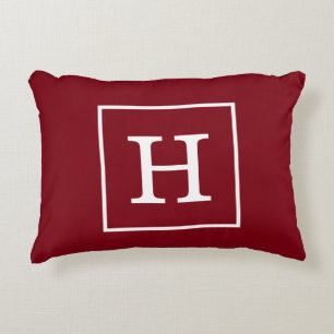 Burgundy Wine White Framed Initiaal Monogram Accent Kussen