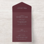 Burgundy Wit | Minimalistische Moderne Elegante Fo All In One Uitnodiging (Binnenkant)