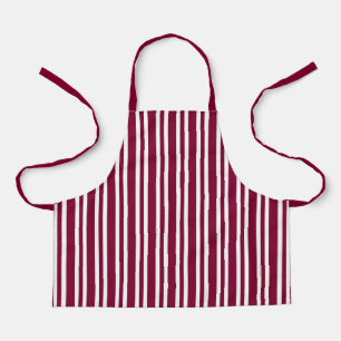 Burgundy Witte Strepen Naadloos Patroon Schort