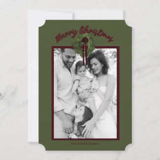 Burgundy Wreath Personalized Christmas Card Save The Date