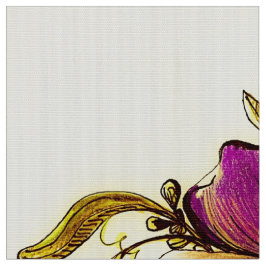 Burgundy Yellow Flowers Stof