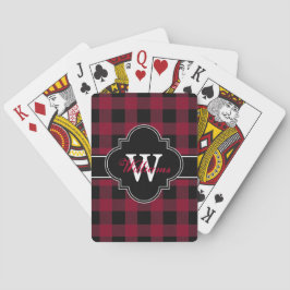 Burgundy Zwarte Buffalo Check Plaid 1IQN Speelkaarten