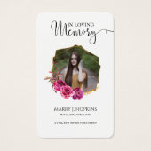 Burguny Blossom Photo Memorial Prayer Cards (Devant)