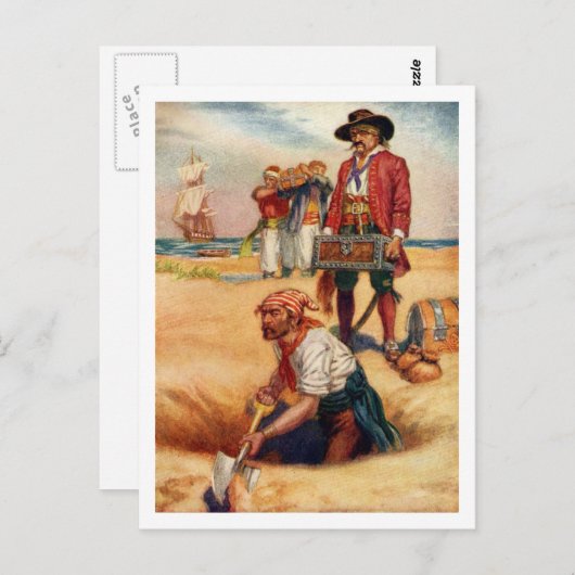 Buried Treasure  Pirate Briefkaart (Voorkant / Achterkant)