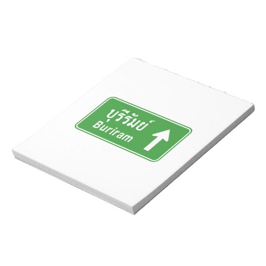 Buriram Ahead ⚠ Thais verkeersbord ⚠ Notitieblok (Gedraaid)