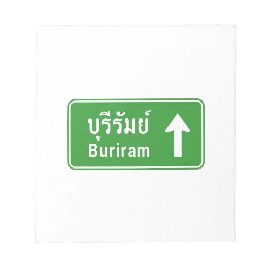 Buriram Ahead ⚠ Thais verkeersbord ⚠ Notitieblok (Voorkant)