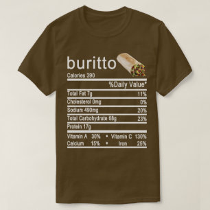 buritto Nutrition Facts label T-shirt