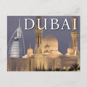 Burj al Arab Moskee in de avond Dubai Briefkaart