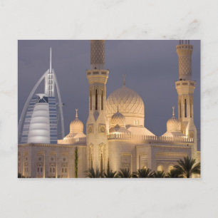 Burj al Arab Moskee in de avond Dubai Briefkaart