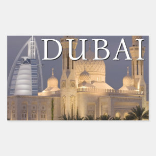 Burj al Arab   Moskee in de avond Dubai Rechthoekige Sticker
