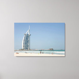 Burj Al Arab vanaf Sunset Beach, Dubai Canvas Afdruk