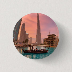 Burj Khalifa Boat Lake Cityscape Ronde Button 3,2 Cm