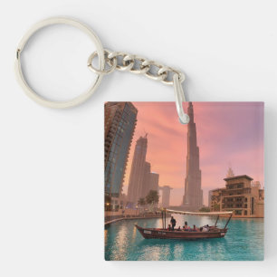 Burj Khalifa Boat Lake Cityscape Sleutelhanger