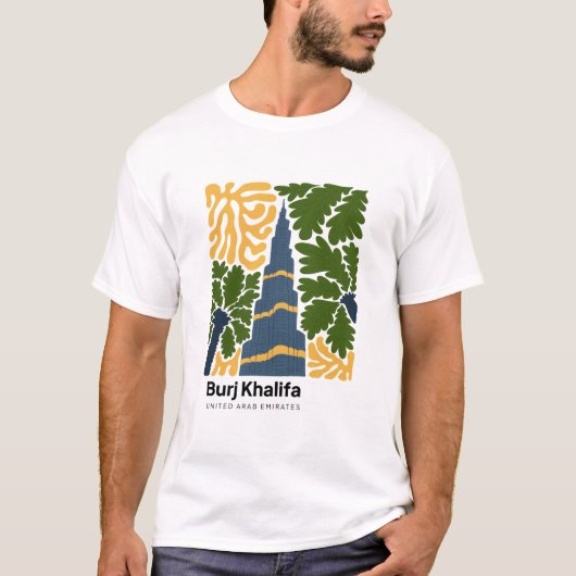 Burj Khalifa Dubai VAE abstracte reisbloemen T-shirt (Voorkant)