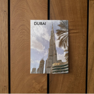 Burj Khalifa Dubai Vintage skyline reizen Briefkaart