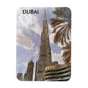 Burj Khalifa Dubai Vintage skyline reizen Magneet