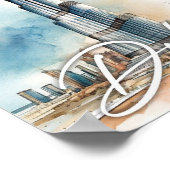 Burj Khalifa Dubai Waterverf Schilderij Reizen Poster (Hoek)
