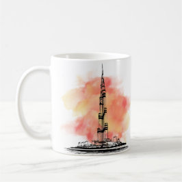 Burj Khalifa illustratie met warme aquarel aan Koffiemok