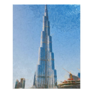Burj Khalifa, schilderij in Dubai Perfect Poster