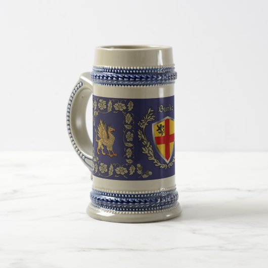 Burke Irish Shield Griffin Stein Bierpul (Voorkant links)