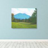 Burke Mountain Stretched Canvas Print (Insitu (Houten vloer))