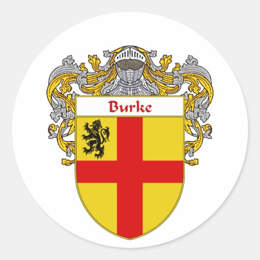 Burke Wapen (Gemanteld) Ronde Sticker (Voorkant)