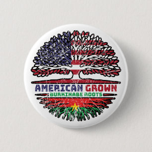 Burkina Faso Burkinabe American USA Tree Roots Ronde Button 5,7 Cm