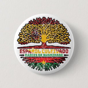 Burkina Faso Burkinabe Spaans Spanje Boomwortels Ronde Button 5,7 Cm