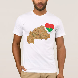 Burkina Faso Drapeau Coeur et carte T-shirt