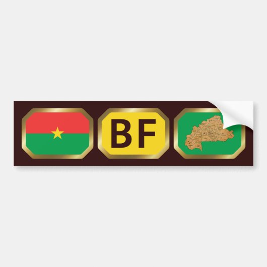 Burkina Faso Flag Map Code Bumpersticker (Voorkant)