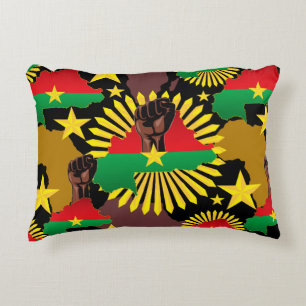 Burkina Faso kaart, vlag en revolutie vuist Accent Kussen