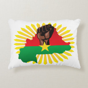 Burkina Faso kaart, vlag en revolutie vuist Accent Kussen
