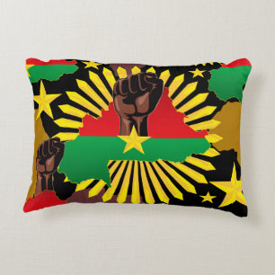 Burkina Faso kaart, vlag en revolutie vuist Accent Kussen
