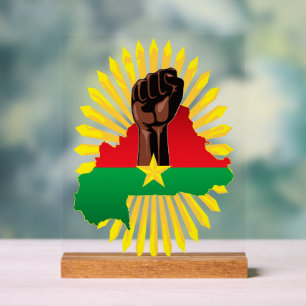 Burkina Faso kaart, vlag en revolutie vuist Acryl Bord