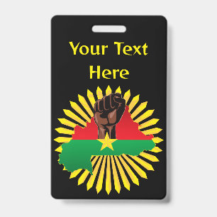 Burkina Faso Kaart, Vlag en Revolutie Vuist Badge
