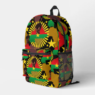 Burkina Faso kaart, vlag en revolutie vuist Bedrukte Rugzak