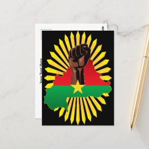 Burkina Faso kaart, vlag en revolutie vuist Briefkaart