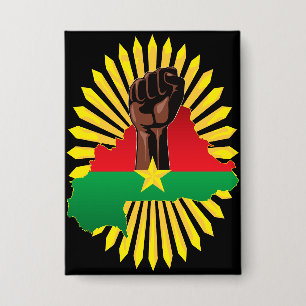 Burkina Faso kaart, vlag en revolutie vuist Button