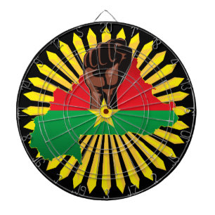 Burkina Faso kaart, vlag en revolutie vuist Dartbord