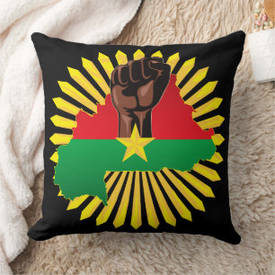 Burkina Faso kaart, vlag en revolutie vuist Kussen