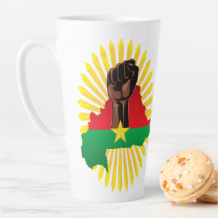 Burkina Faso kaart, vlag en revolutie vuist Latte Mok