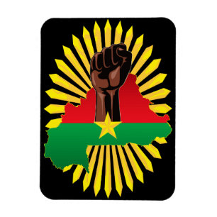 Burkina Faso kaart, vlag en revolutie vuist Magneet